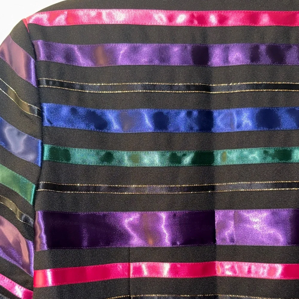 Talbots Vibrant Striped Blazer with Black Ribbon Accents size 8 - Picture 10 of 14